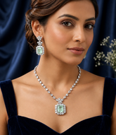 Emerald Glow American Diamond Necklace Set