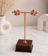 Rose Gold Floral Statement Stud Earrings