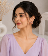 Rose Gold Floral Statement Stud Earrings