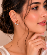 Rose and Leaf Stud Earrings