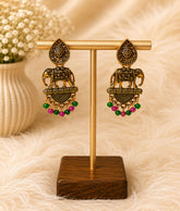 Traditional Gold Elephant Motif Earrings
