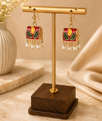 multicolor-meenakari-square-pearl-drop-earrings