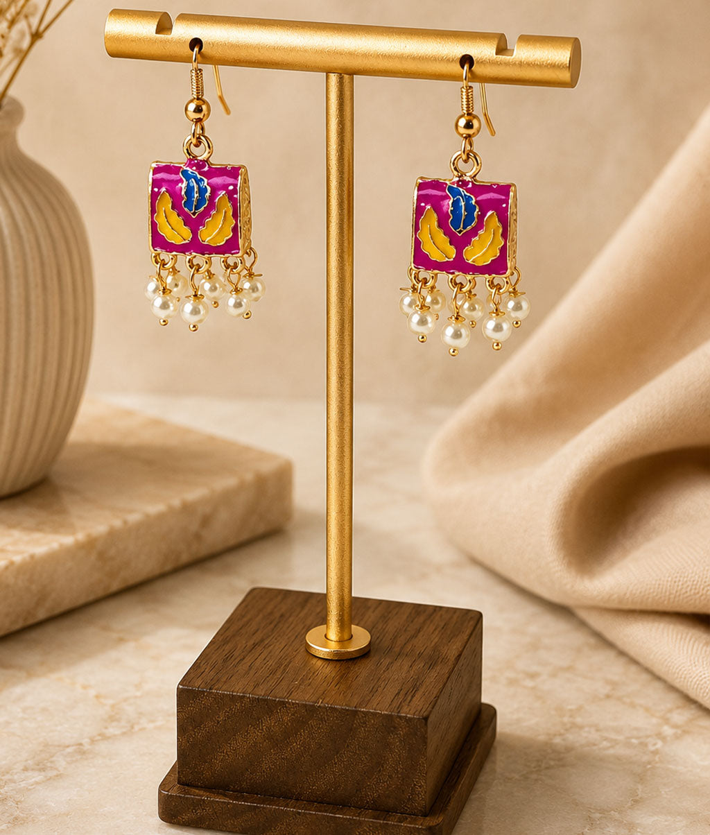 multicolor-meenakari-square-pearl-drop-earrings