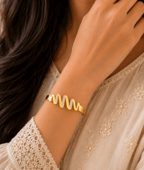 Golden Wave Crystal Cuff Bracelet