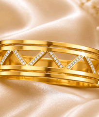 Imperial Geometric Crystal Gold Bangle