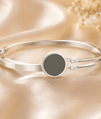 Silver Eclipse Crystal Open Bangle