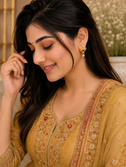 Royal Floral Gold Drop Earrings