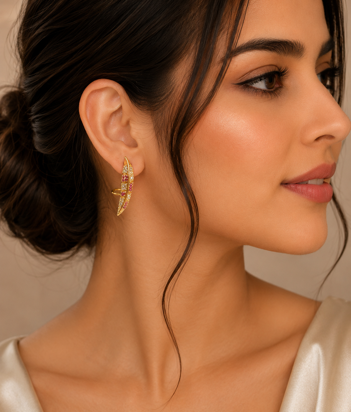 
Crimson Feather Ear Cuffs