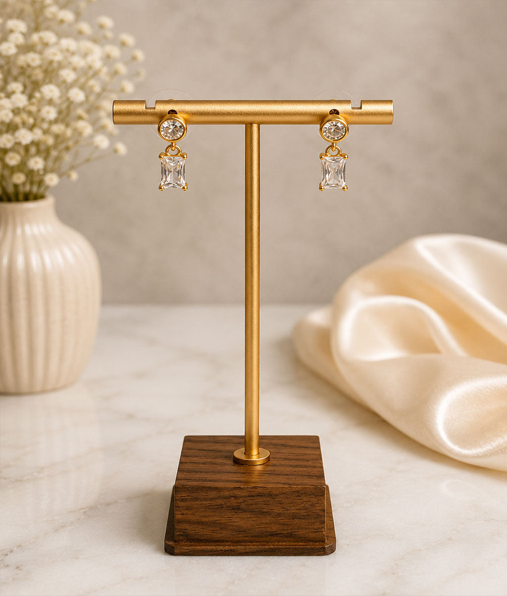 Emerald-Cut Solitaire Drop Earrings