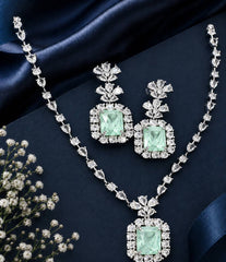 Emerald Glow American Diamond Necklace Set