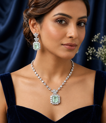 Emerald Glow American Diamond Necklace Set