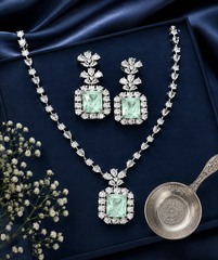 Emerald Glow American Diamond Necklace Set