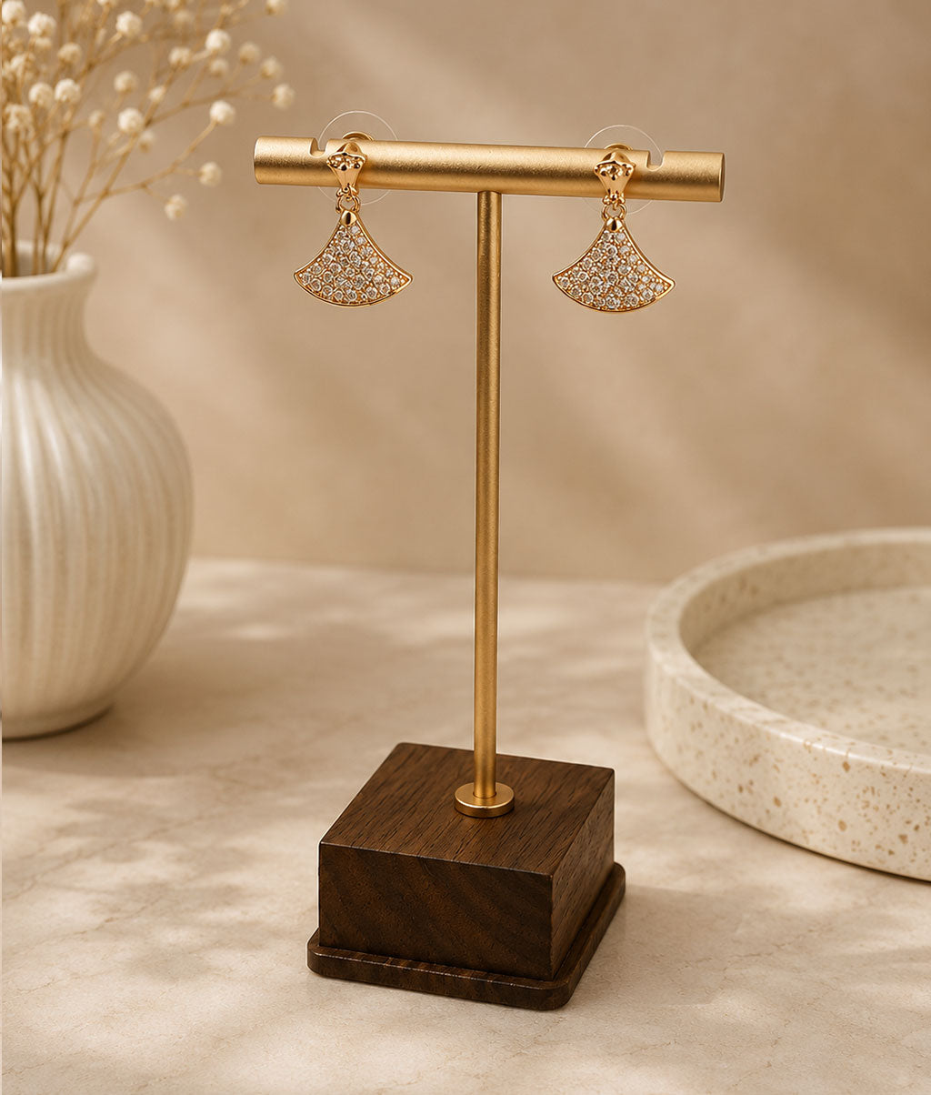 Fan-Shaped Drop Earrings