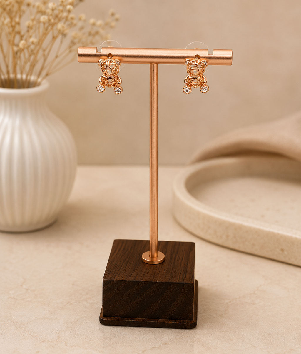Geometric Teddy Bear Stud Earrings