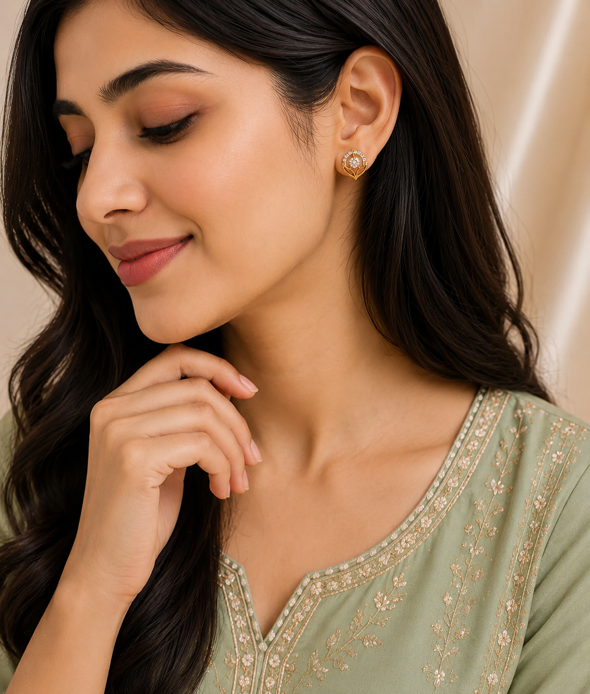 Golden Lotus Bud Earrings