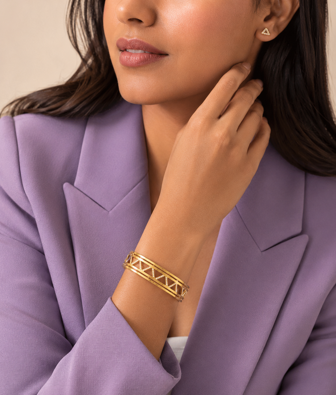 Imperial Geometric Crystal Gold Bangle