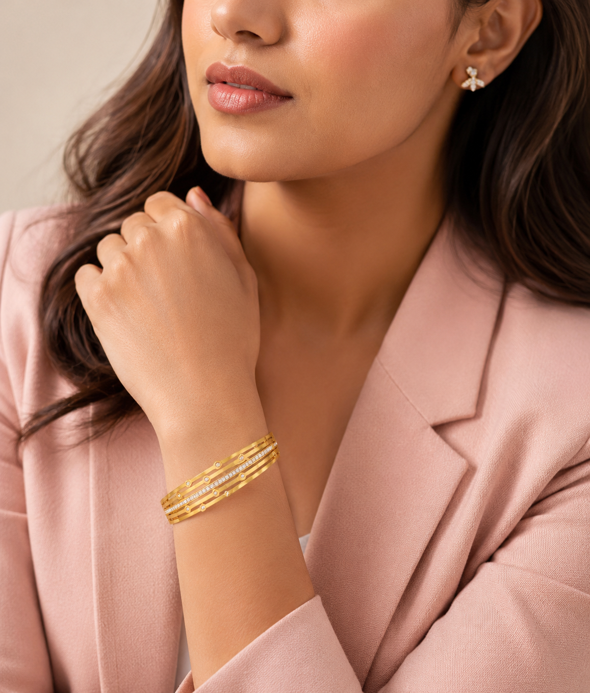 Luxury Crystal Stripe Gold Bangle
