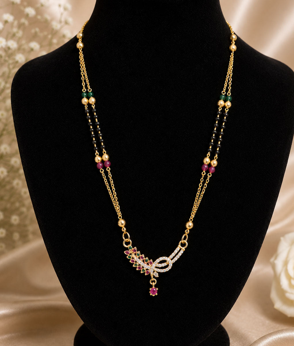 Royal Ruby Leaf Mangalsutra Necklace
