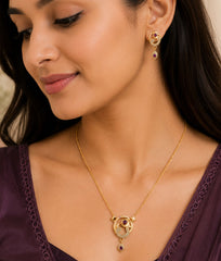 Ruby Swan Elegance Pendant Set