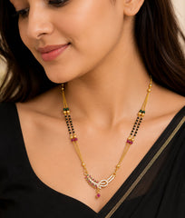 Royal Ruby Leaf Mangalsutra Necklace