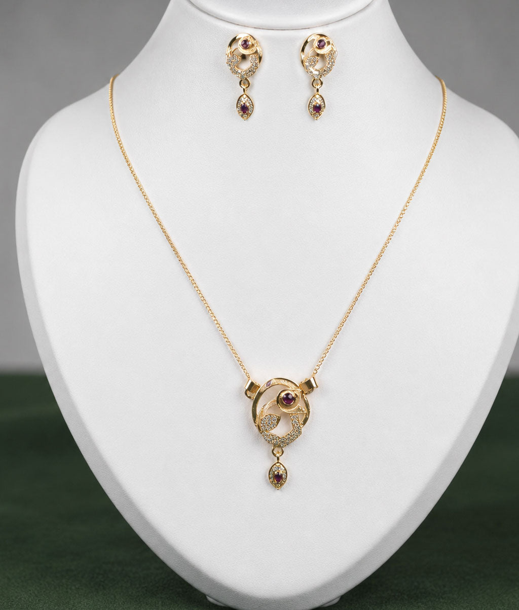 Ruby Swan Elegance Pendant Set