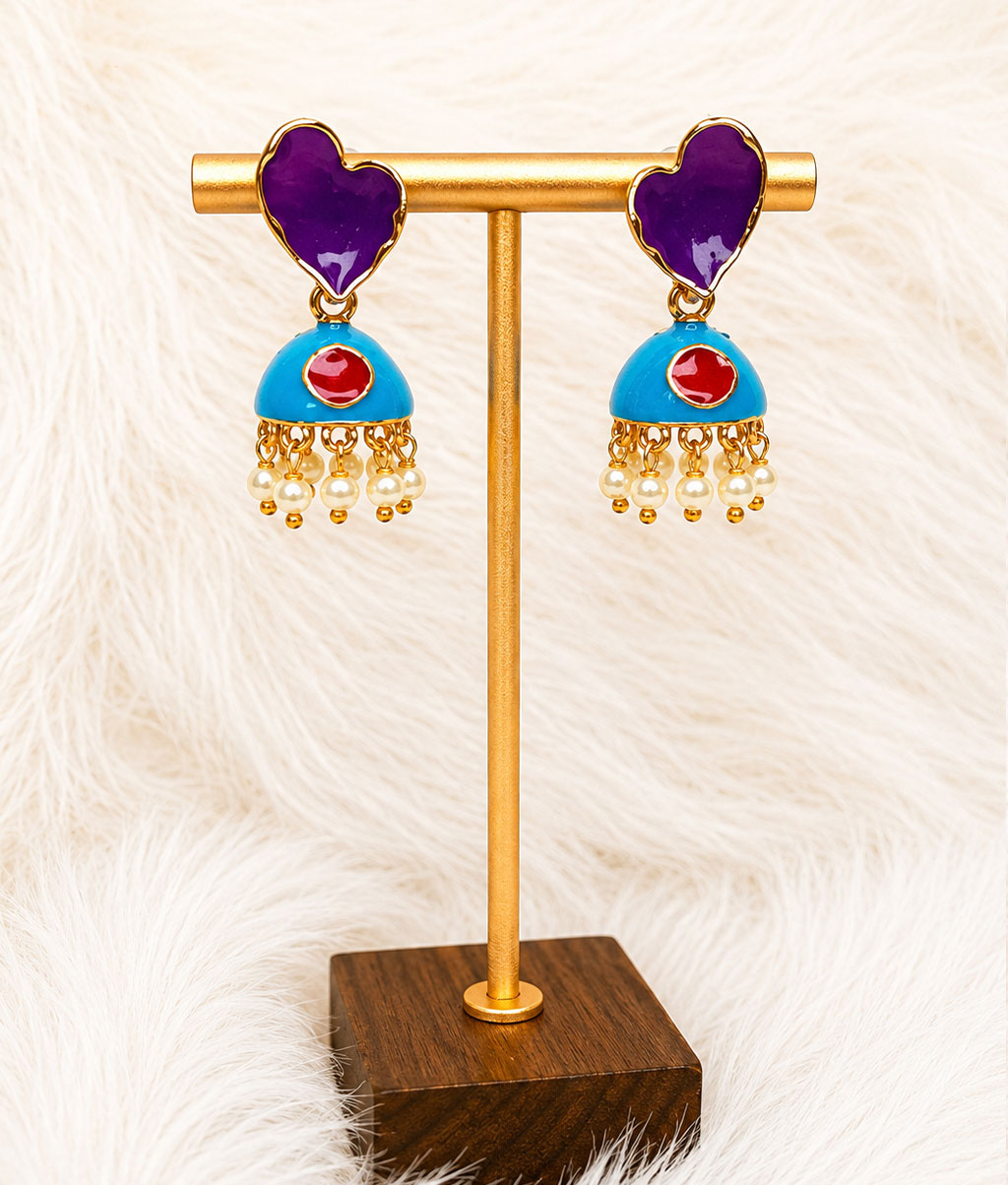 Multicolors Heart Pearl Earrings Collection