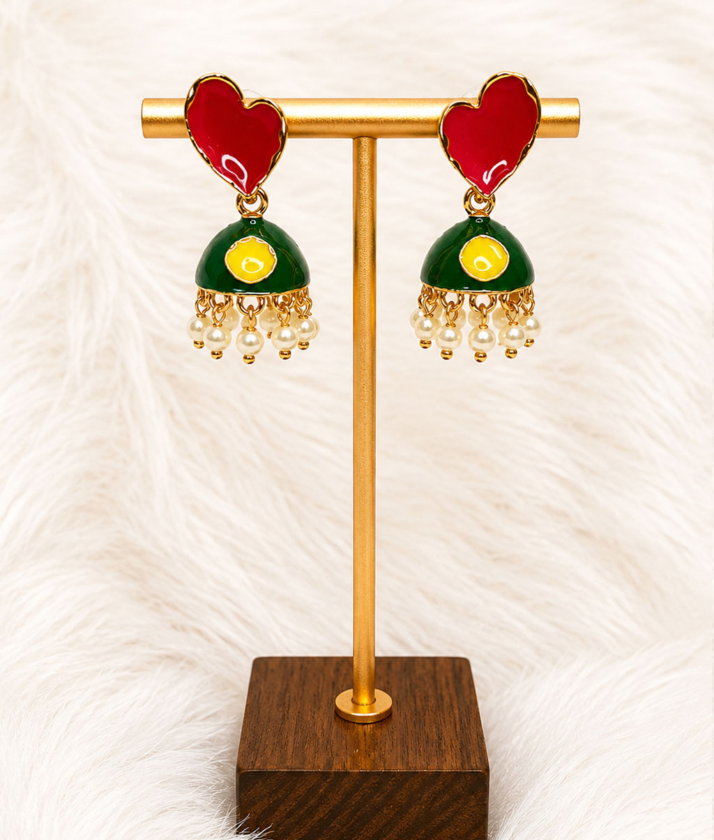Multicolors Heart Pearl Earrings Collection