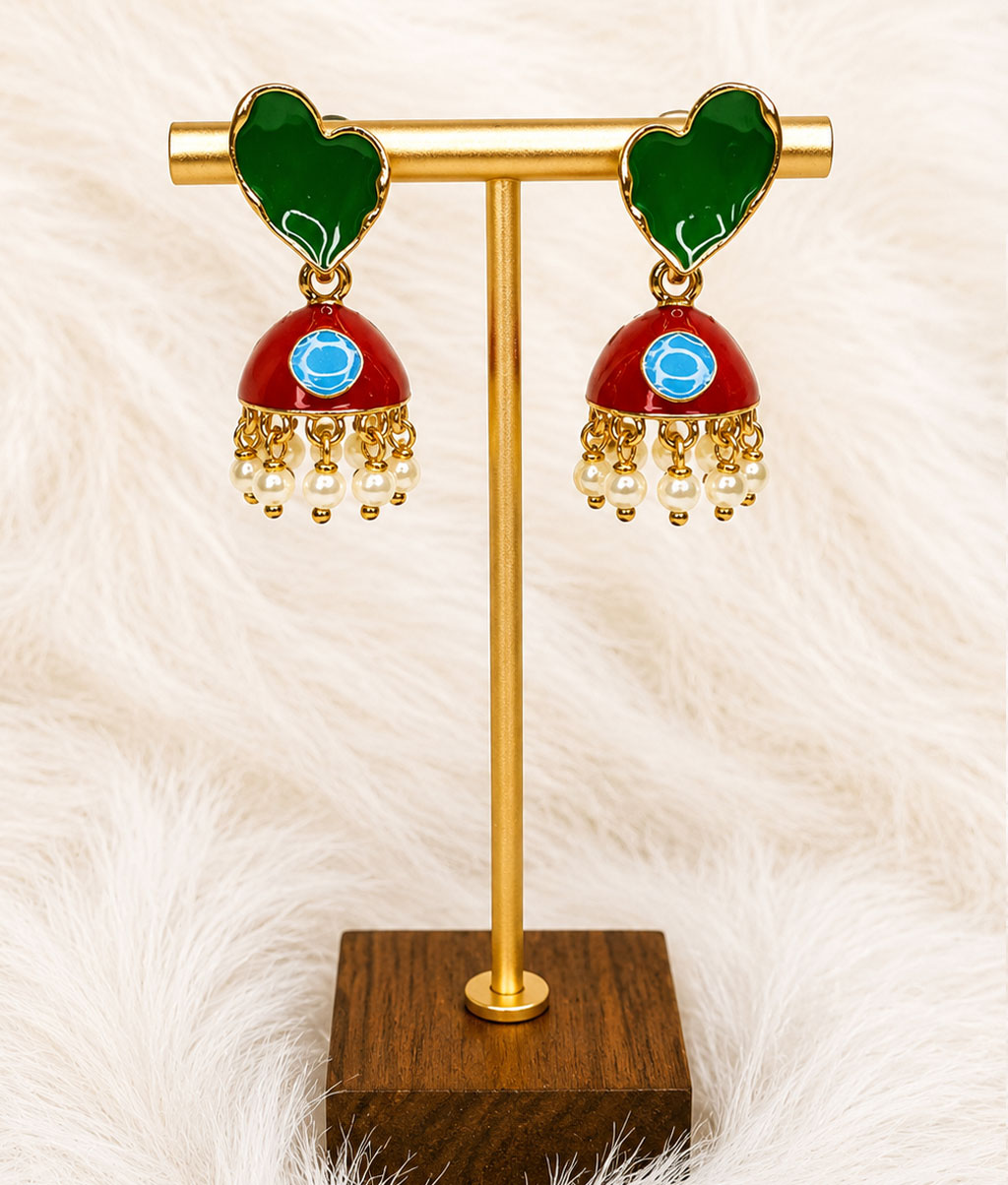 Multicolors Heart Pearl Earrings Collection