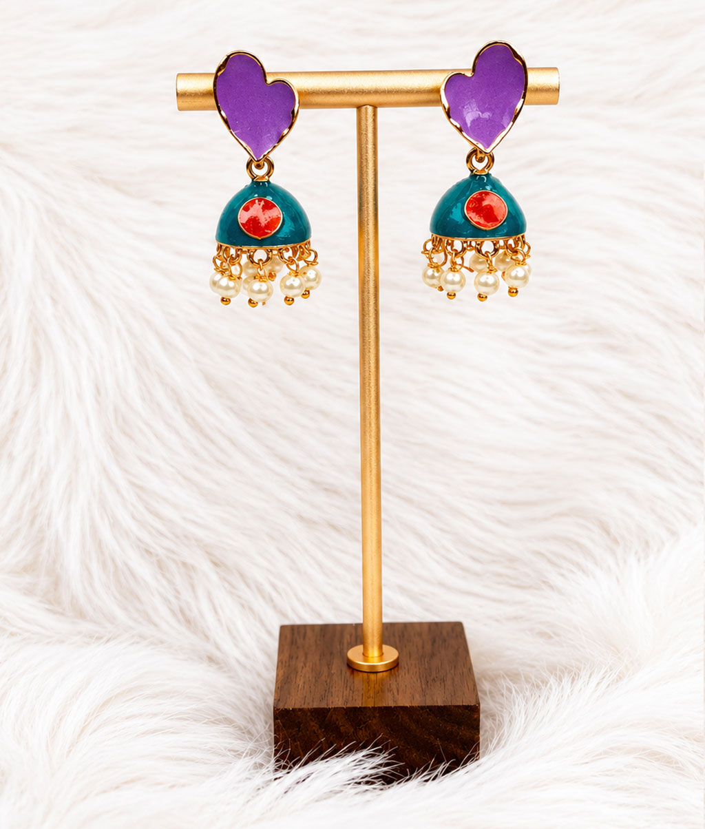 Multicolors Heart Pearl Earrings Collection
