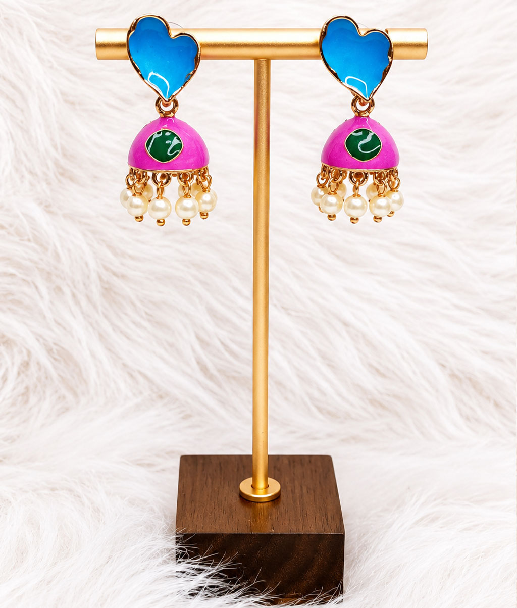 Multicolors Heart Pearl Earrings Collection