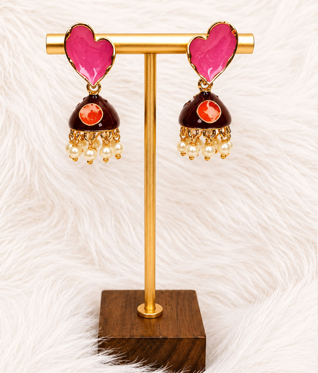 Multicolors Heart Pearl Earrings Collection