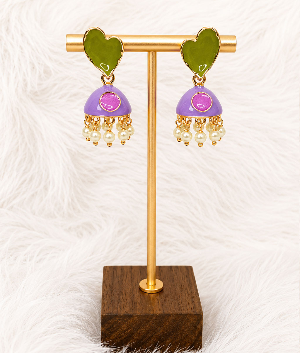 Multicolors Heart Pearl Earrings Collection 