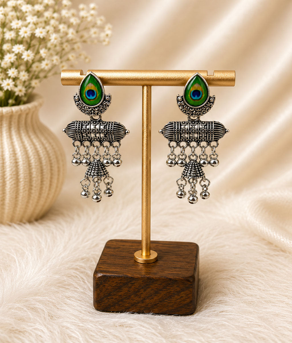 Peacock Tabeez Jhumka Earrings