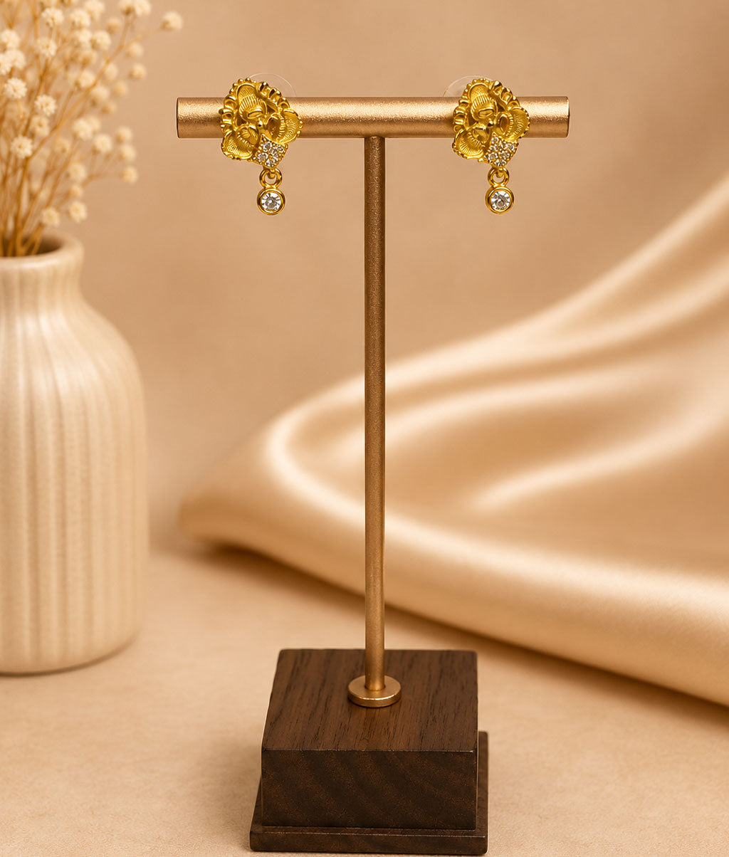 Golden Bloom Crystal Drop Earrings