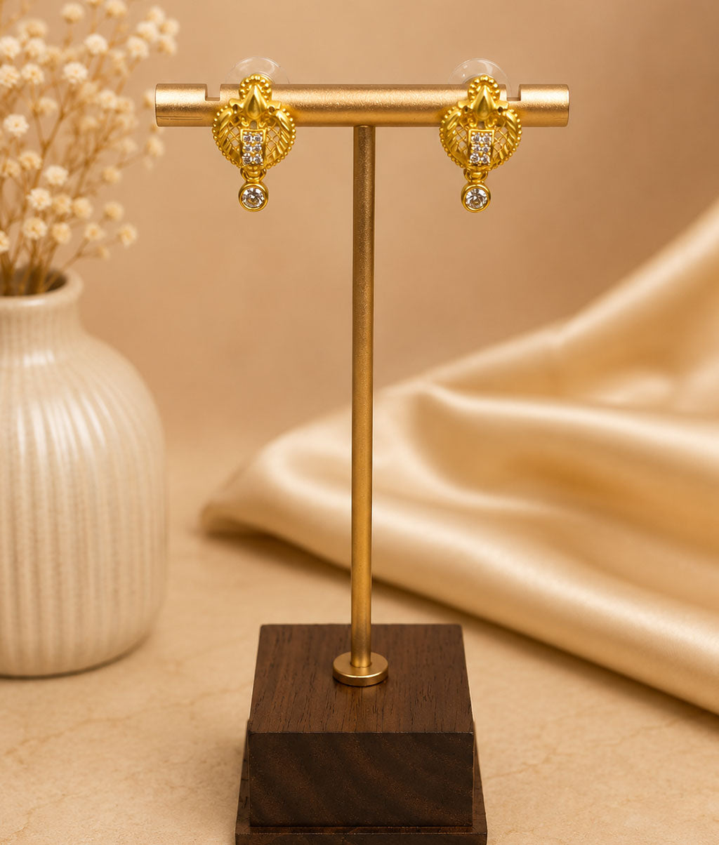 Royal Peacock Gold Crystal Stud Earrings