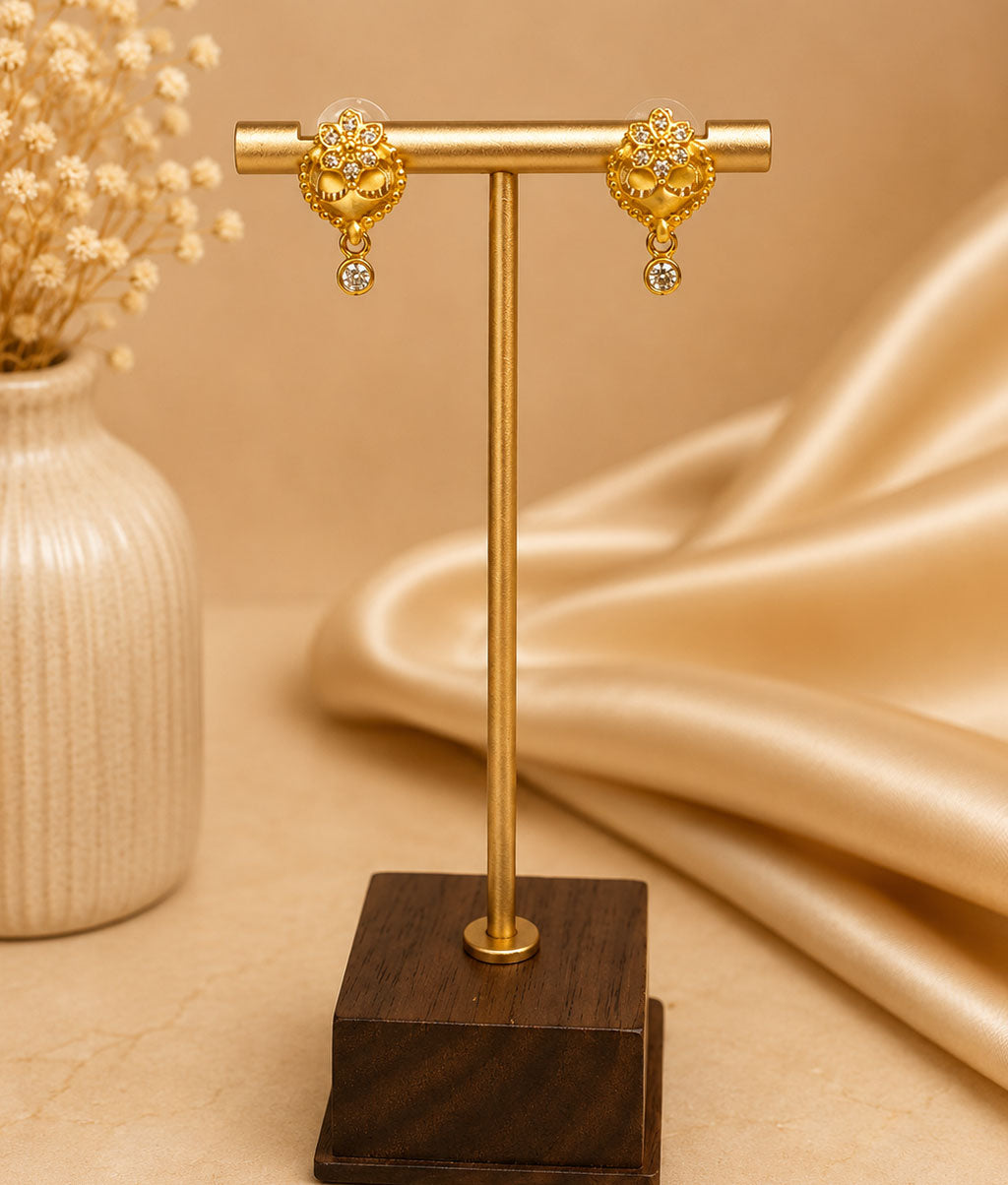 Royal Floral Gold Drop Earrings