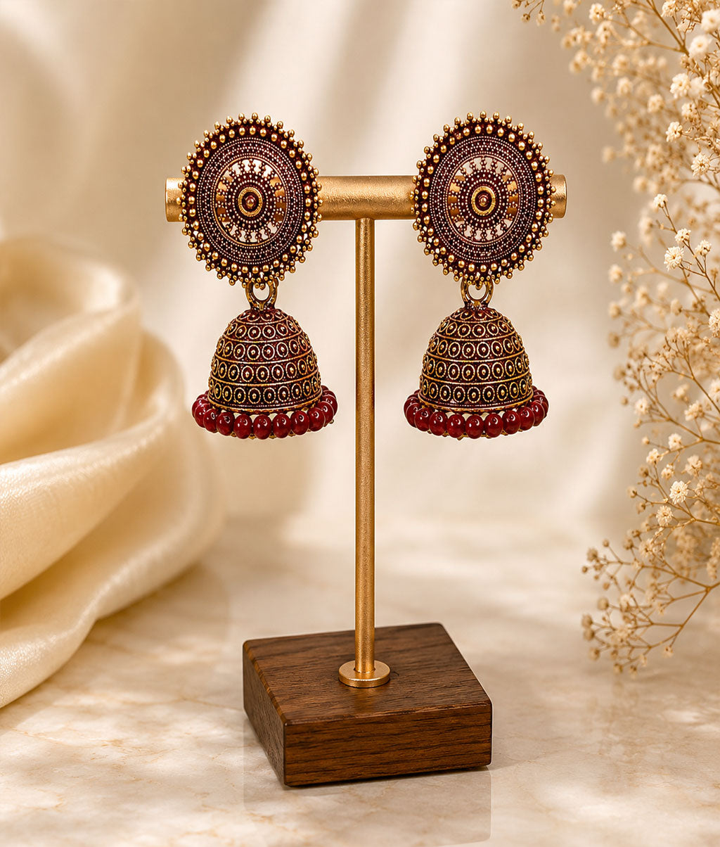 Rani Rang Jhumka Earrings