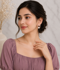 Rose Gold Pearl Drop Bow Earrings