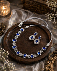 Royal Sapphire American Diamond Necklace Set