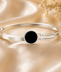 Silver Eclipse Crystal Open Bangle
