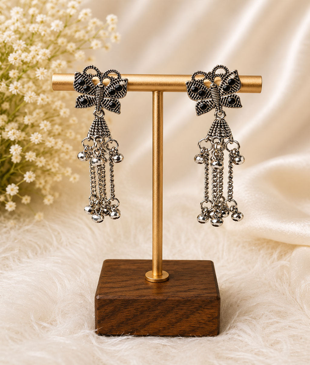 Silver Wing Jhumka Earrings