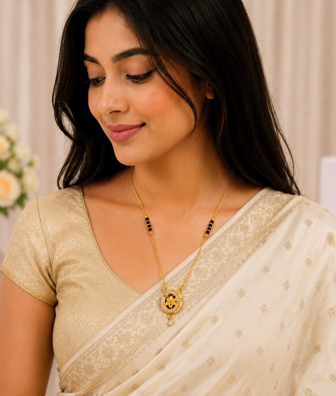 Swarna Pushp Oval Designer Mangalsutra