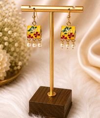 Red Blossom Pearl Charm Earrings