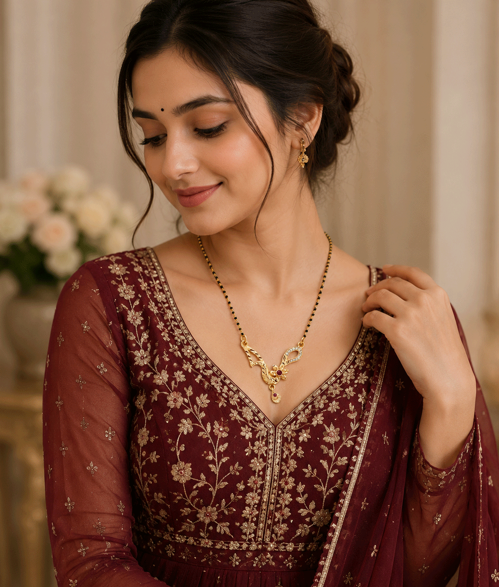 Royal Ruby Floral Designer Mangalsutra