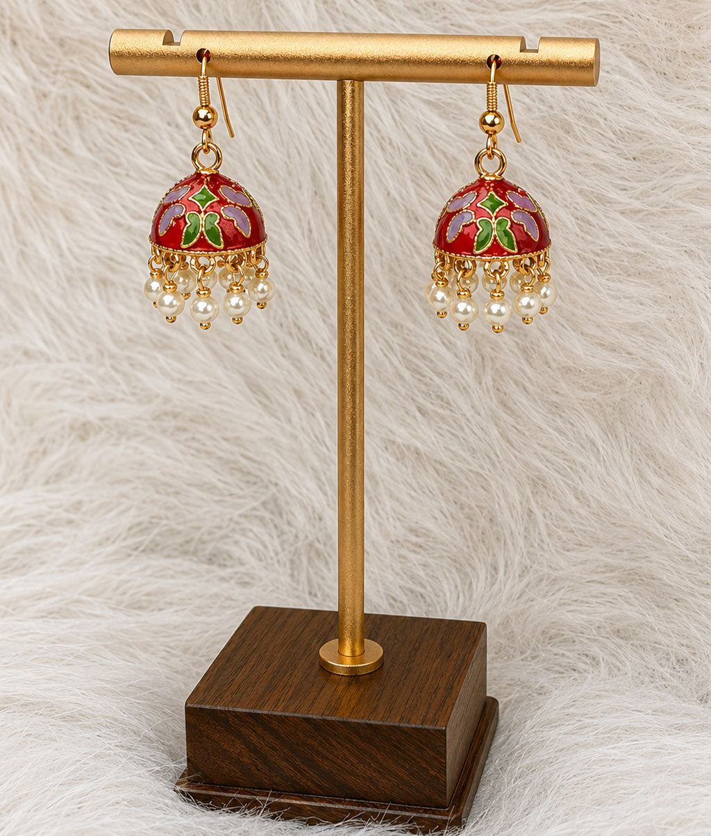 Multicolor Noor Pearl Meenakari Jhumka