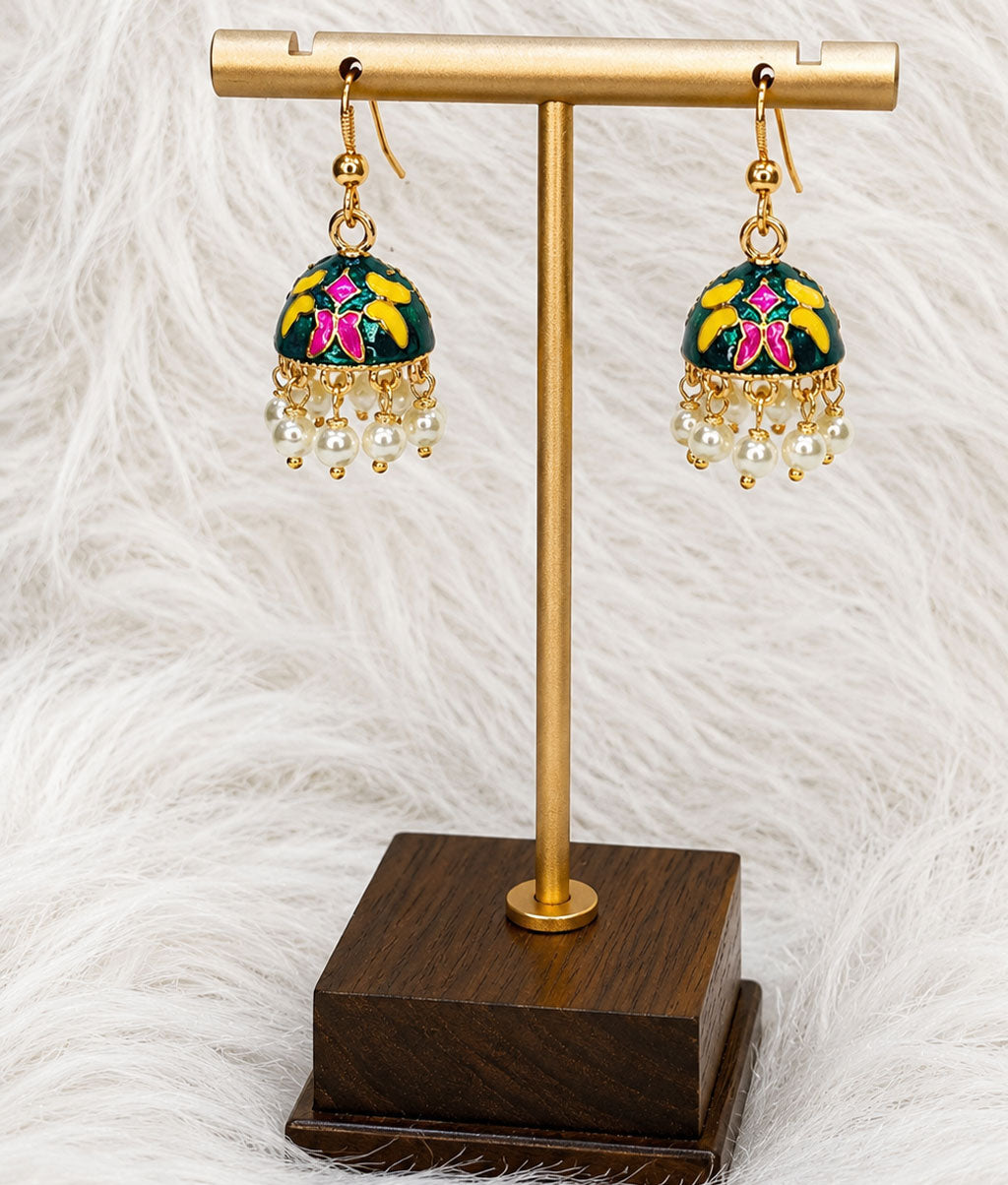 Multicolor Noor Pearl Meenakari Jhumka