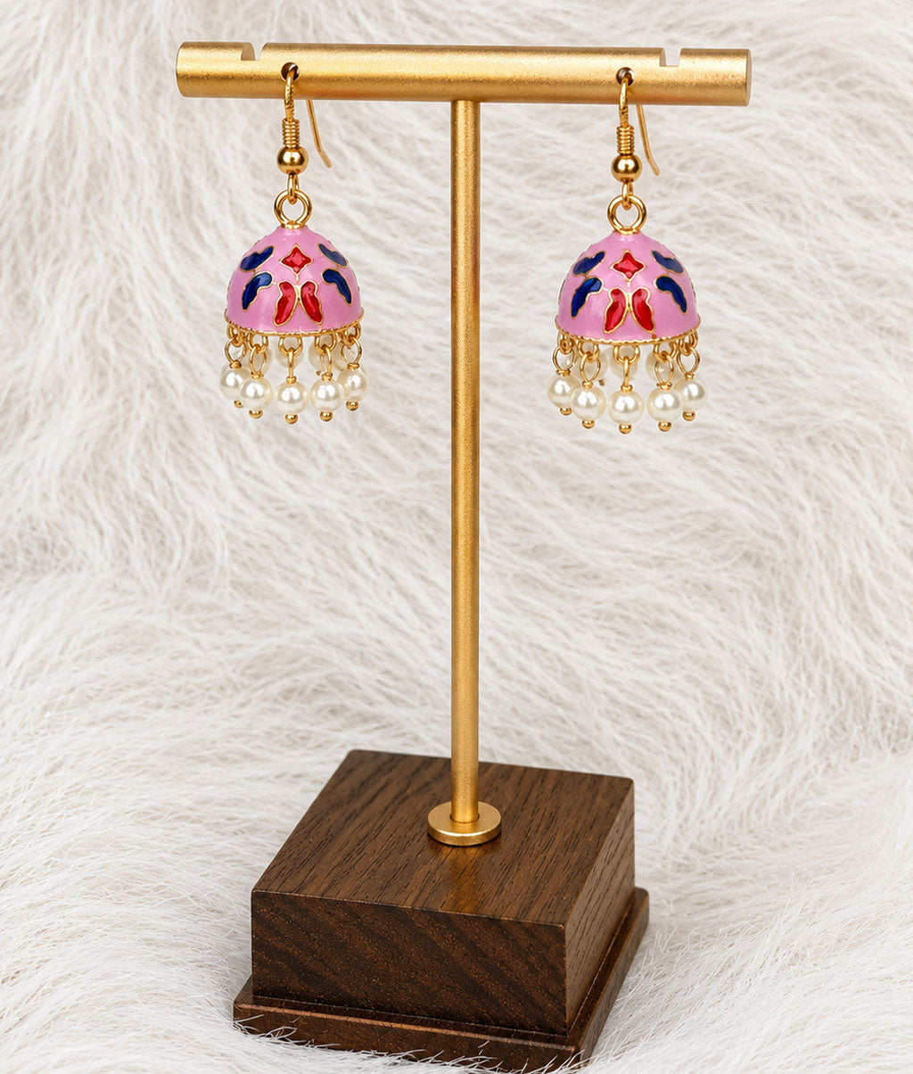 Multicolor Noor Pearl Meenakari Jhumka