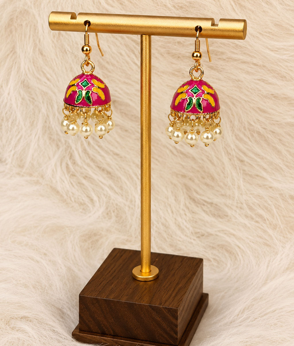 Multicolor Noor Pearl Meenakari Jhumka