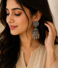Royal Oxidised Chandrika Jhumka Earrings