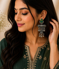 Peacock Tabeez Jhumka Earrings
